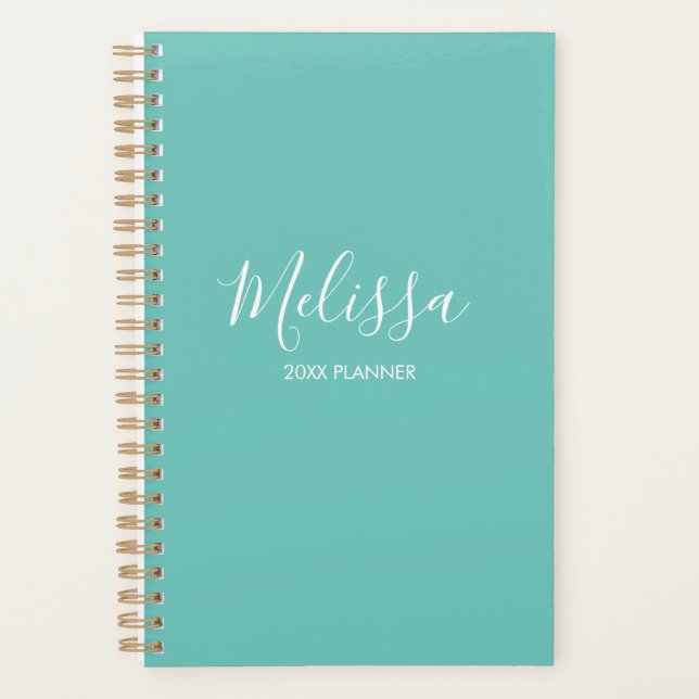 Planejador Personalizado de Teal Moderno (Frente)