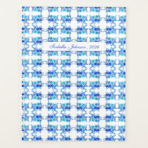 Planejador Personalizado Floral Aquarela Azul