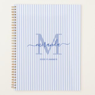 Planejador Personalizado Monograma Azul Clássico