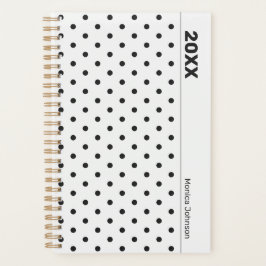 Planejador Personalizado Preto e Branco com Bolinh