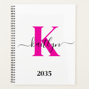 Planejador Personalizado Preto Rosa Choque Inicial