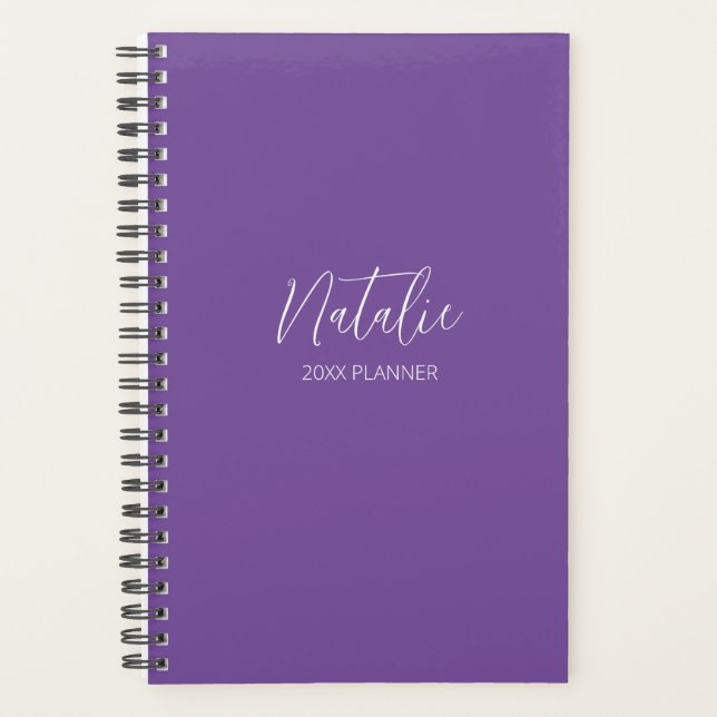 Planejador Personalizado Roxo de Script Moderno (Frente)