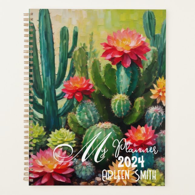 Planejador personalizável, boho, agenda botânica (Frente)