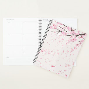 Planejador pessoal de flores rosa Sakura estético