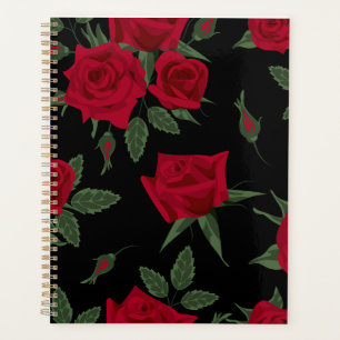 Planejador preto e Rosa vermelha do Dia de os namo