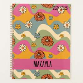 Planejador Retro Floral Mensal Inspirado dos anos 