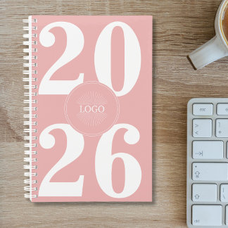 Planejador rosa branco do logotipo Bold 2026