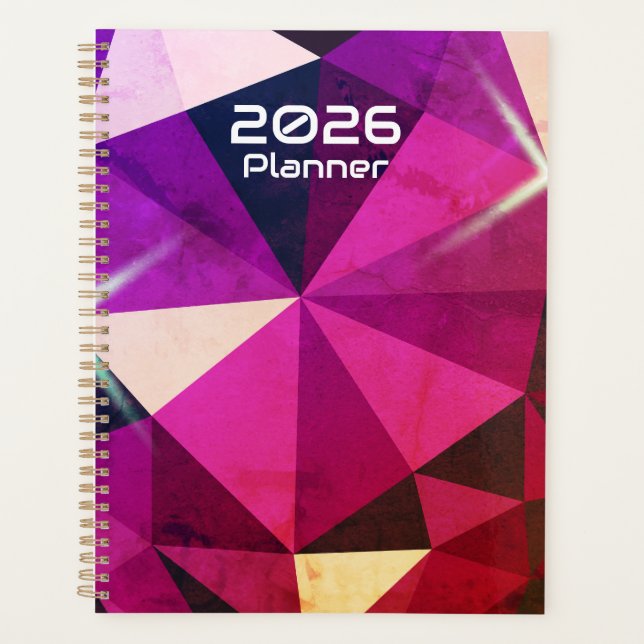 Planejador Roxo 2026 Coração Gemstone (Frente)