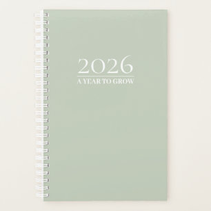 Planejador Sage Green 2026 Título e Iniciais Per