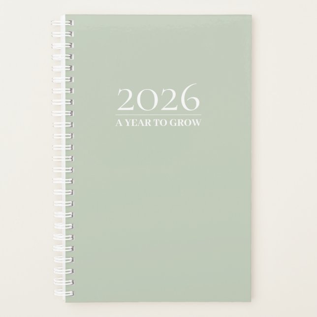 Planejador Sage Green 2026 | Título e Iniciais Per (Frente)