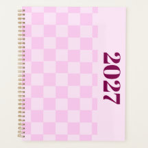 Planejador Semanal 2027 Xadrez Rosa Fofo