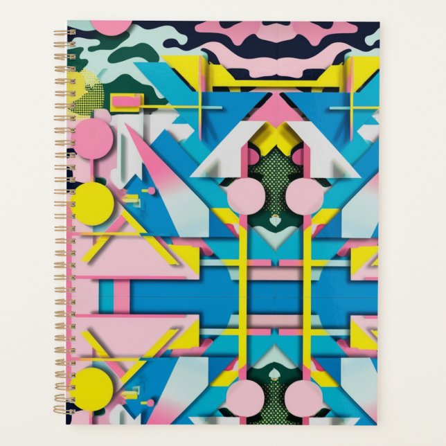 Planejador Semanal Abstrato Camuflado Pastel Neon  (Frente)