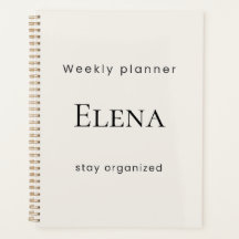 Planejador Semanal Bege Mínimo Personalizado