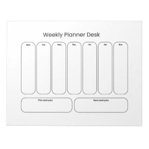 Planejador Semanal Bloco de Notas para Mesa