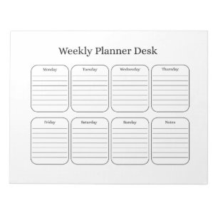 Planejador Semanal Bloco de Notas para Mesa