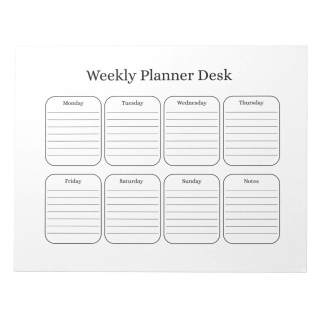 Planejador Semanal Bloco de Notas para Mesa (Frente)