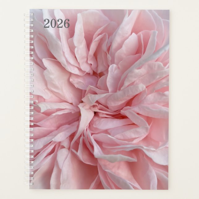 Planejador Semanal com Capa Floral Rosa Suave (Frente)