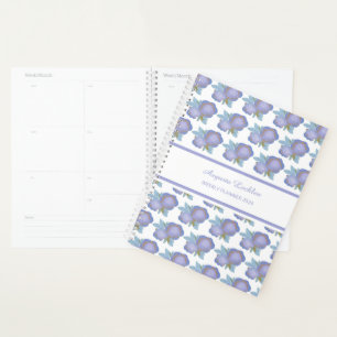 Planejador Semanal com Padrão Floral Roxo Pintado