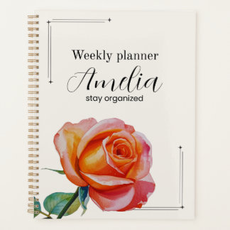 Planejador Semanal de Rosa Personalizado Estético 