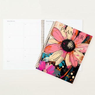 Planejador Semanal e Mensal de Flores Personalizad