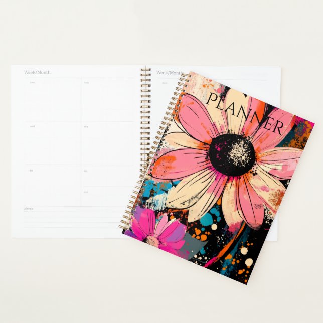 Planejador Semanal e Mensal de Flores Personalizad (Exibição)
