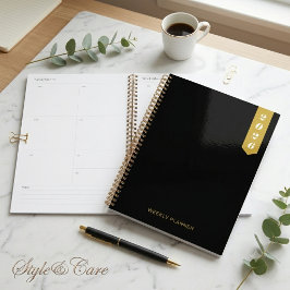 Planejador Semanal Estiloso com Texto Moderno Pers