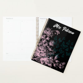 Planejador Semanal Feminino Flor de Borboleta Pret