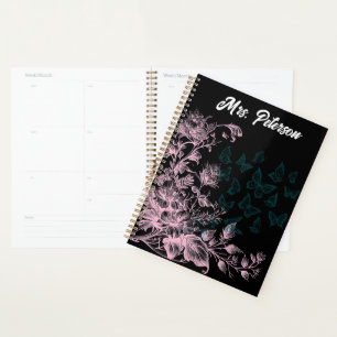 Planejador Semanal Feminino Flor de Borboleta Pret