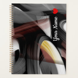 Planejador Tendência Arte Abstrata Preto Branco Em