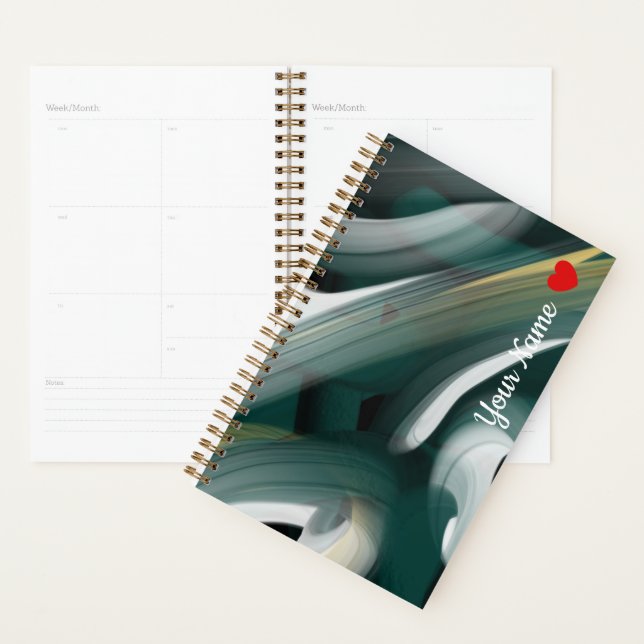 Planejador Tendência Arte Abstrata Preto Branco Ve (Exibição)