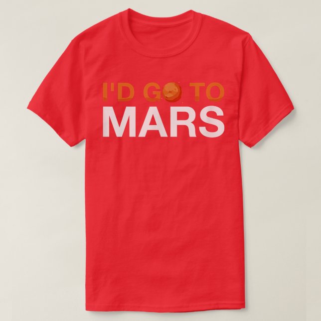 Planeta espacial Eu ia a Marte Astronauta T-Shirt (Frente do Design)