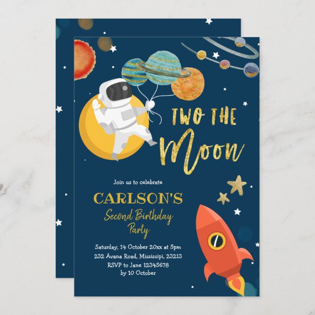 Planeta Espaço Solar Dois do Convite à Lua (Frente/Verso)