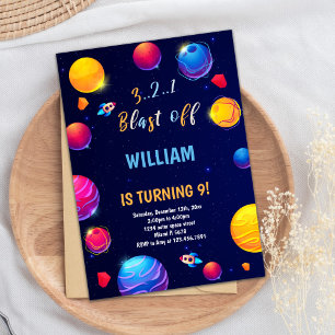 Planeta Laranja Convites de Aniversário do Espaço 