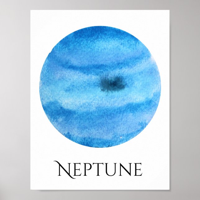 Planeta Netuno - Poster de Aquarela (Frente)