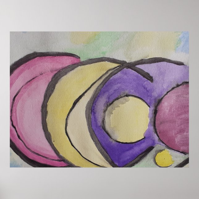 Planetas Abstrato Art Poster (Frente)