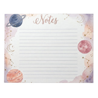 Planetas Aquarela Celestial Bloco de Notas Celesti