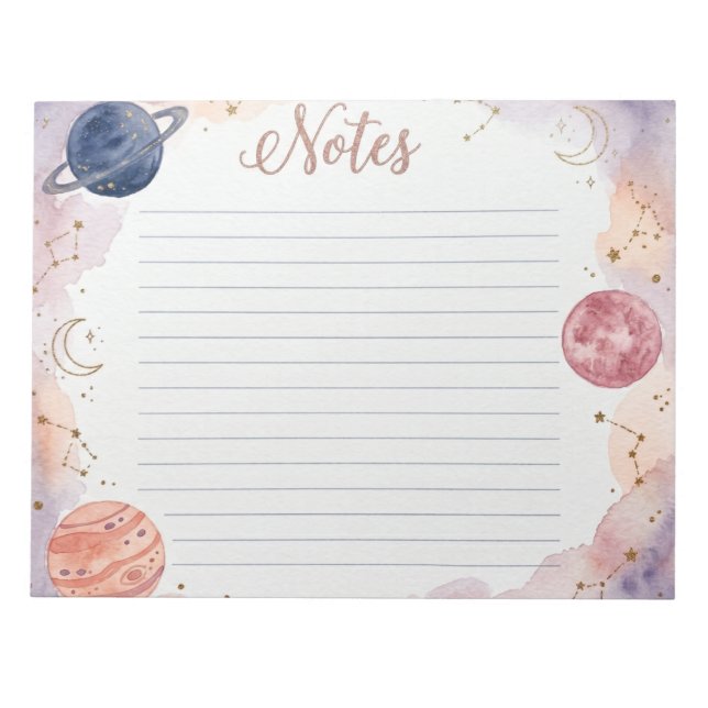 Planetas Aquarela Celestial Bloco de Notas Celesti (Frente)