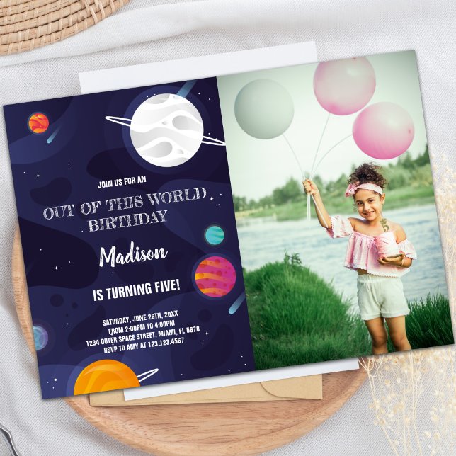 Planetas Convites de Aniversário com Foto (Planets Birthday Invitations with photo)