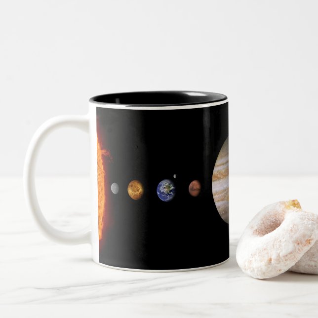 PLANETAS da caneca do Dois-Tom do SISTEMA SOLAR (Com Donut)