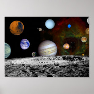 Planetas do Sistema Espacial Solar Poster