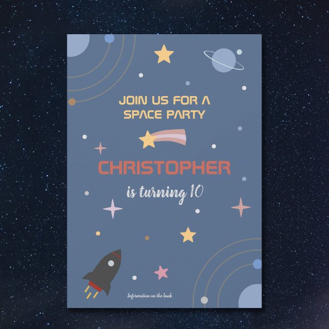 Planetas e foguetes, Convite de Aniversário do Esp (Planets & Rocket, Outer Space Birthday Invitation)