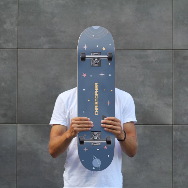 Planetas e foguetes, skate espacial externo (Planets & Rocket, Outer Space Skateboard)