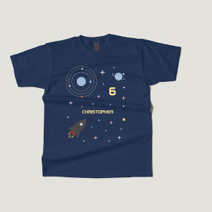 Planetas e foguetes, T-Shirt para Crianças do Espa