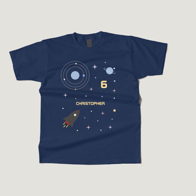 Planetas e foguetes, T-Shirt para Crianças do Espa (Planets & Rocket, Outer Space Kid T-Shirt)