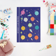 Planetas Espaciais Monograma Personalizado Azul Fo