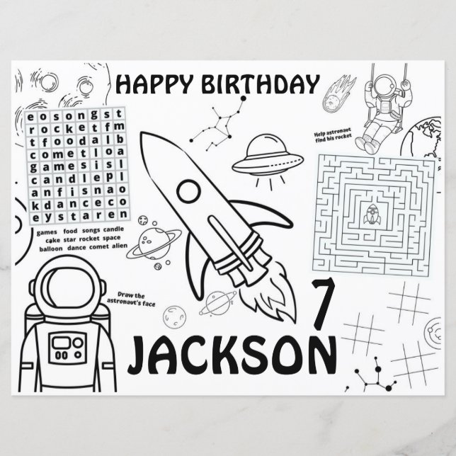 Planetas placemats, folha de atividade Espaço Exte (Frente)