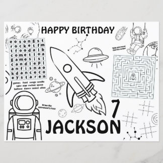 Planetas placemats, folha de atividade Espaço Exte