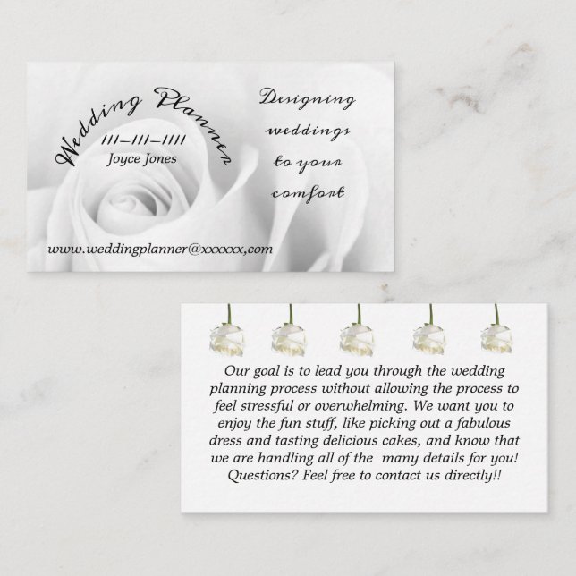 Planner de Casamento Cartão de visita de 3,5" x 2, (Frente/Verso)