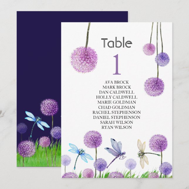 Plano de Assentos Cartão de Mesa Adorável Caligraf (Frente/Verso)