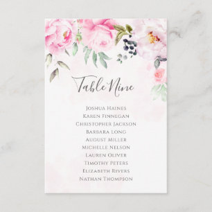 Plano de Assentos de Casamento Floral Peônia Rosa